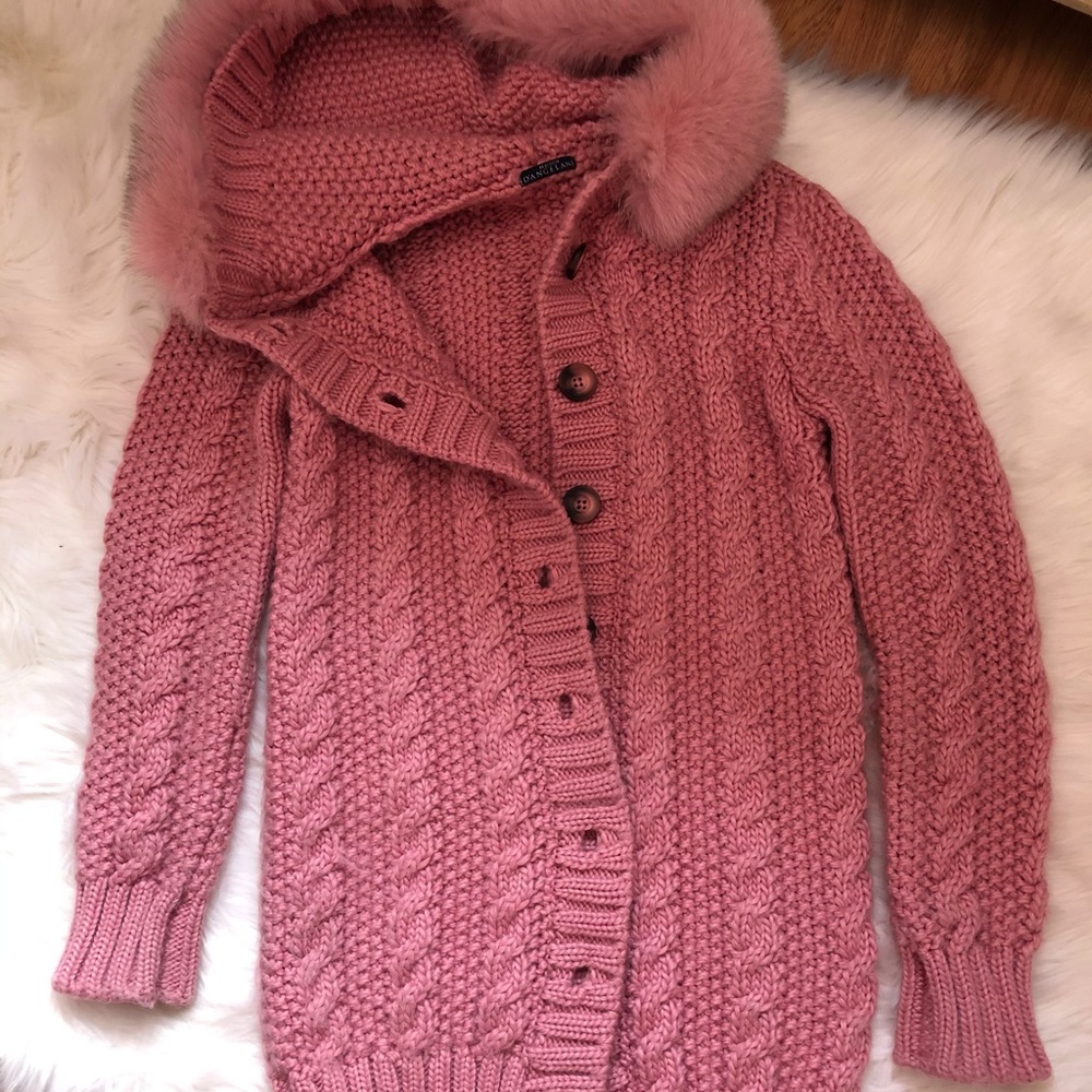 D’Angellan cashmere cardigan with real fox fur